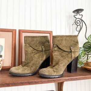 Olive Suede Ankle Boots